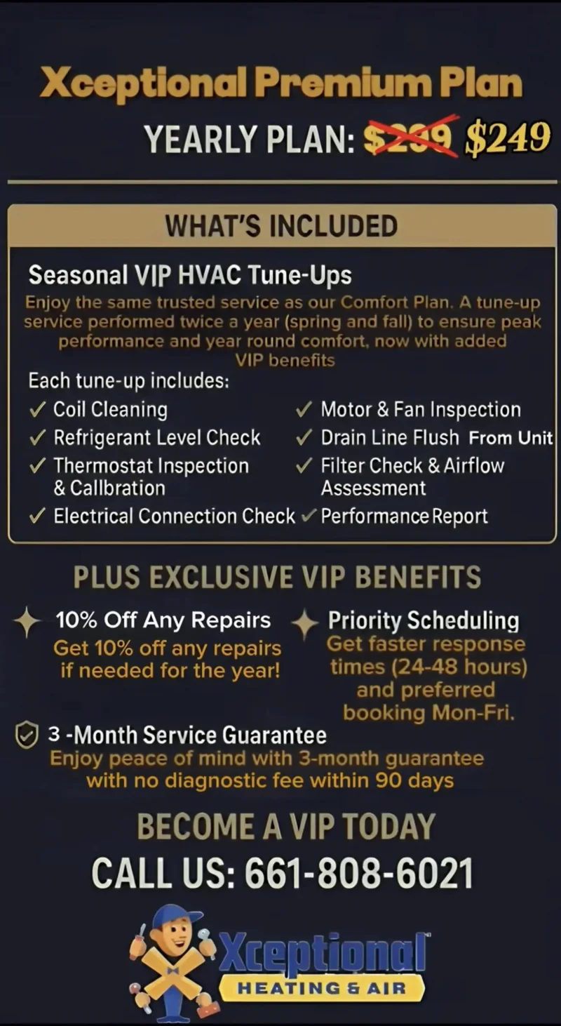 HVAC premium service plan brochure with pricing details