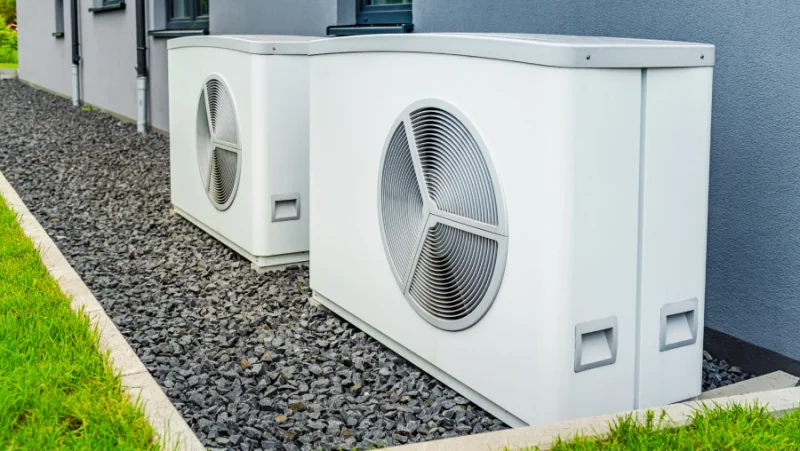 Ductless mini split heat pump system installed inside a residential space