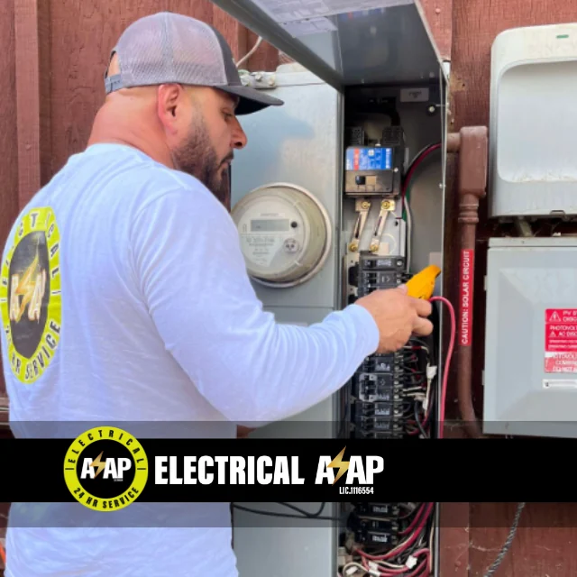 Technician working on residential home wiring system