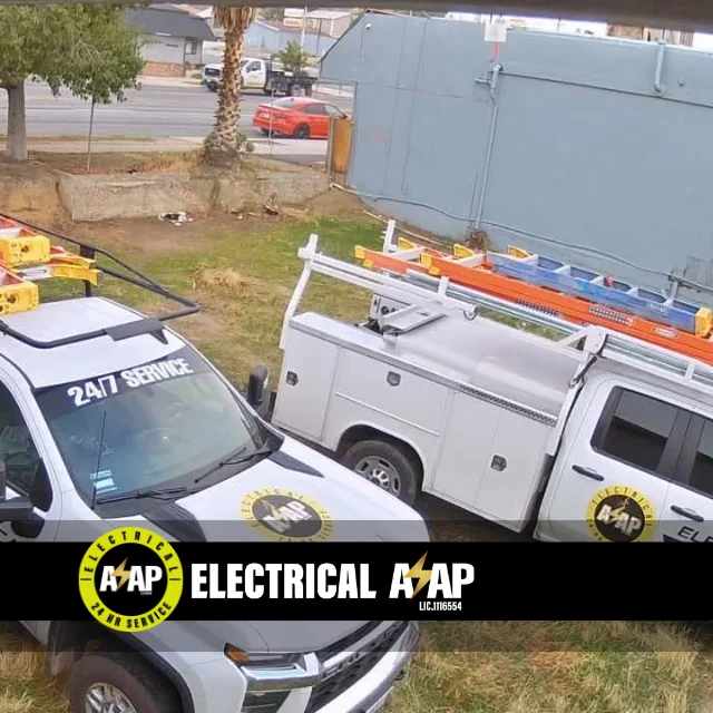 Electrical service fleet trucks ready for 24 7 service in Bakersfield