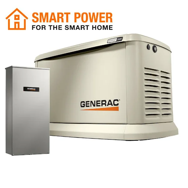 Residential backup generator installed outside a home