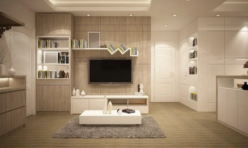 Modern lighting fixture installed in a living room